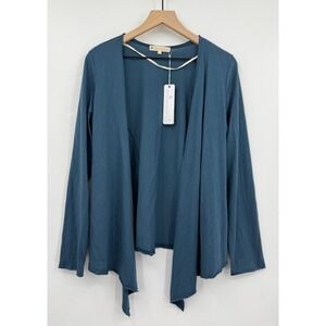 Indigenous Sweater Womens Medium Blue Green Cardigan 100% Organic Cotton NEW